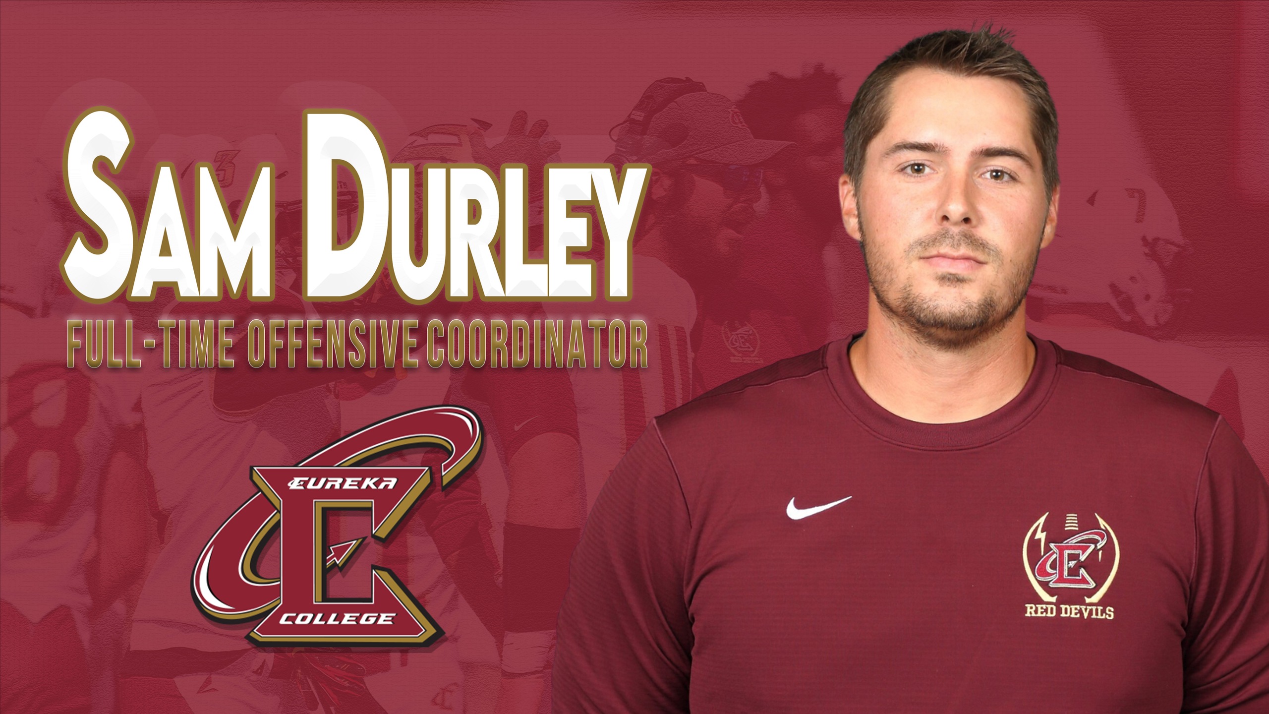 Sam Durley Named Full-Time Offensive Coordinator at Eureka College 